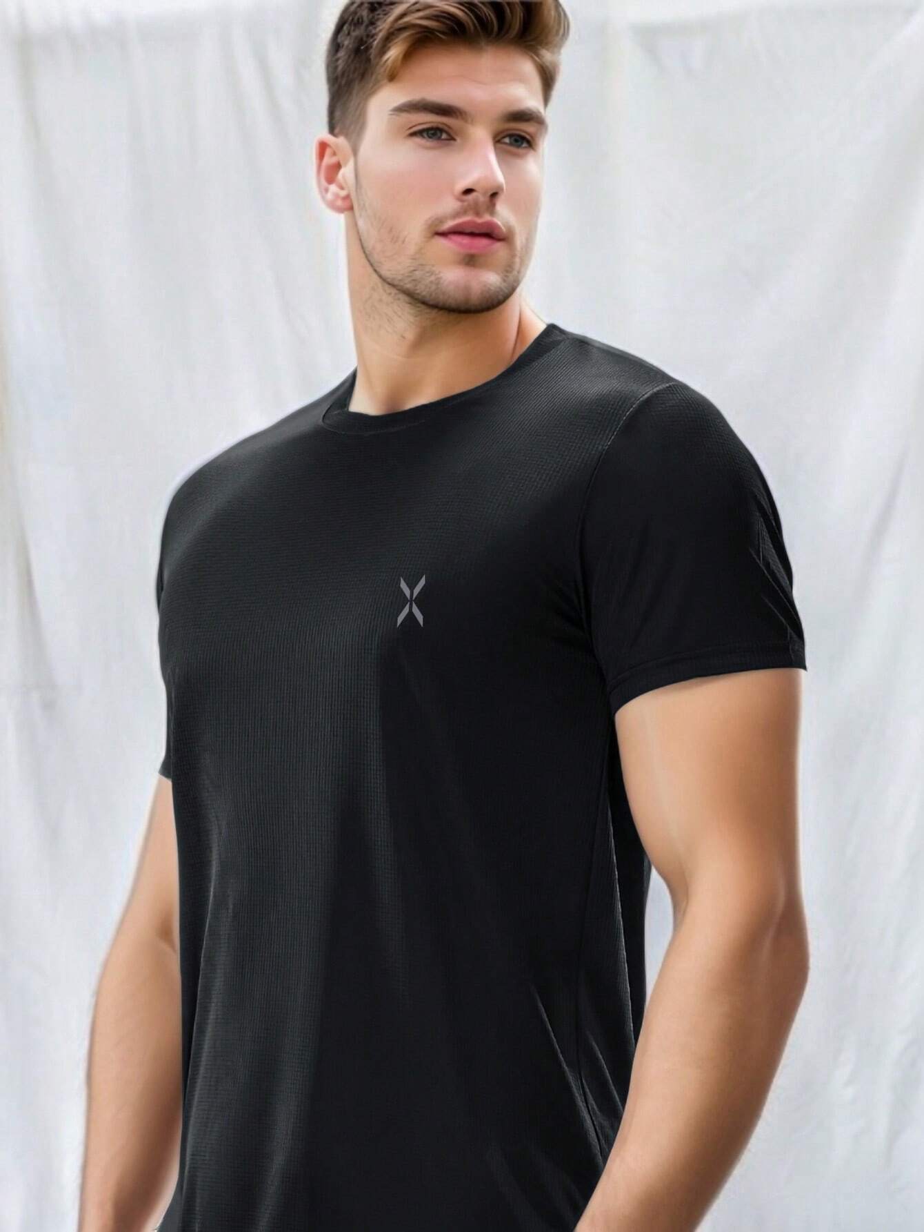 Men'S Fitness Workout Clothes Running Casual Sports Suit T-Shirt + Shorts, Thin Breathable