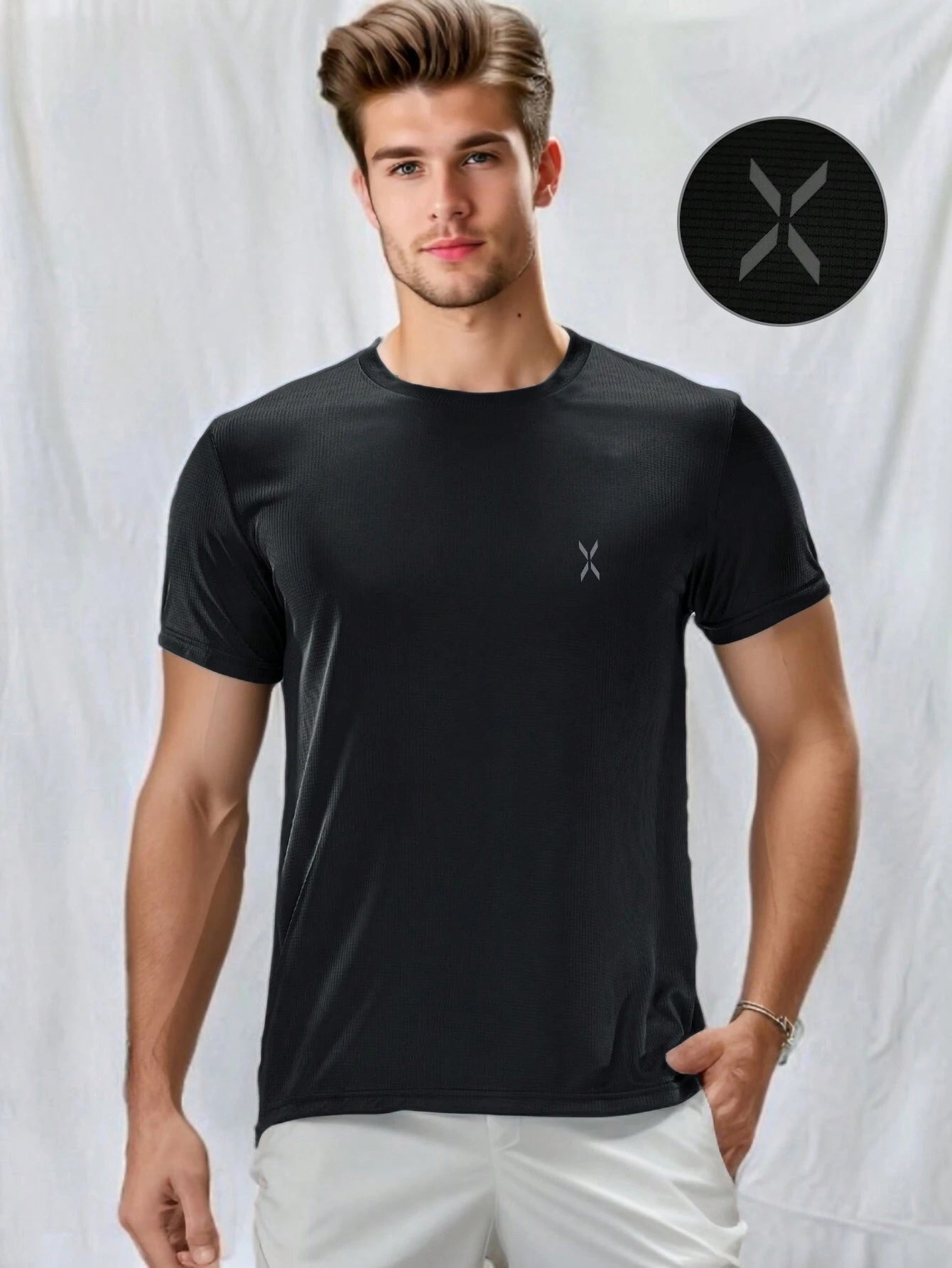 Men'S Fitness Workout Clothes Running Casual Sports Suit T-Shirt + Shorts, Thin Breathable