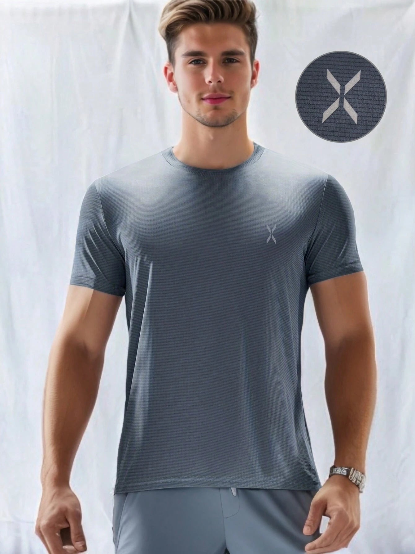 Men'S Fitness Workout Clothes Running Casual Sports Suit T-Shirt + Shorts, Thin Breathable