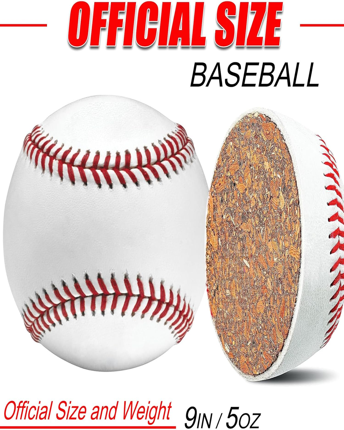 High-Performance Composite Leather Baseballs - Official Size for Youth and Adult Training and Recreation