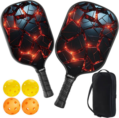 KH Pickleball Paddles Set of 2 with 2 Fiberglass Paddles, 4 Pickle-Ball Balls & a Carry Bag