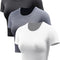 Women'S Dry Fit Crop Top Yoga Short Sleeve Shirts Crew Neck Athletic Running Tee 3 Pieces